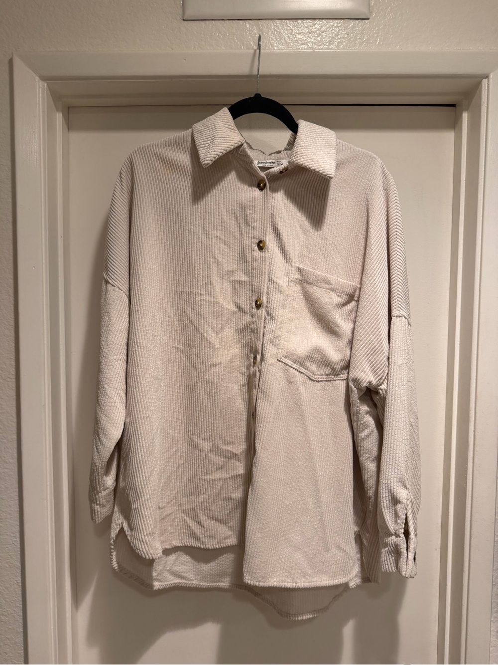 Cream Corduroy Button-Down Shirt